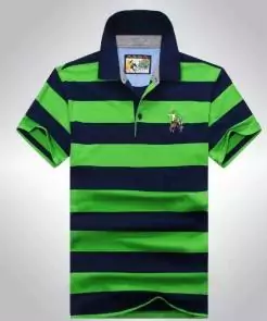 shark hommes t-shirt polo shirt summer lapel stripe paul shark polo green